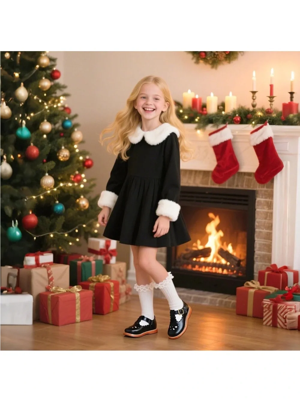 Felix & Flora Toddler Little Girl Black Mary Jane’s Dress Shoes- Ballet Flats